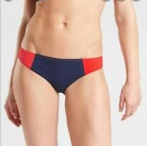 ATHLETA swim bottoms colorblock mid rise orange and navy swim bottoms. NWT Sz L